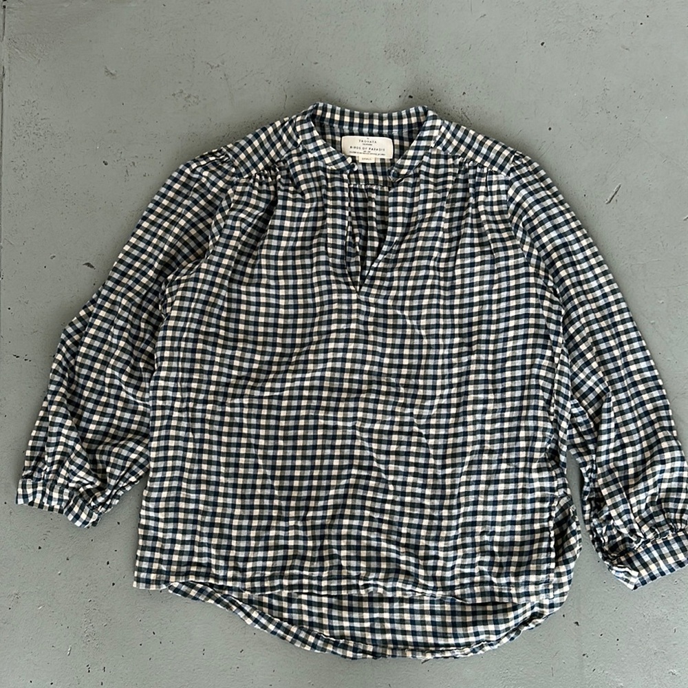 Trovata Birds of Paradis Flannel Top Blouse in Plaid sz S